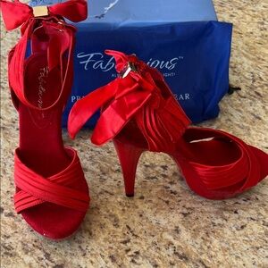 Fabulicious Red Satin Women's Heels